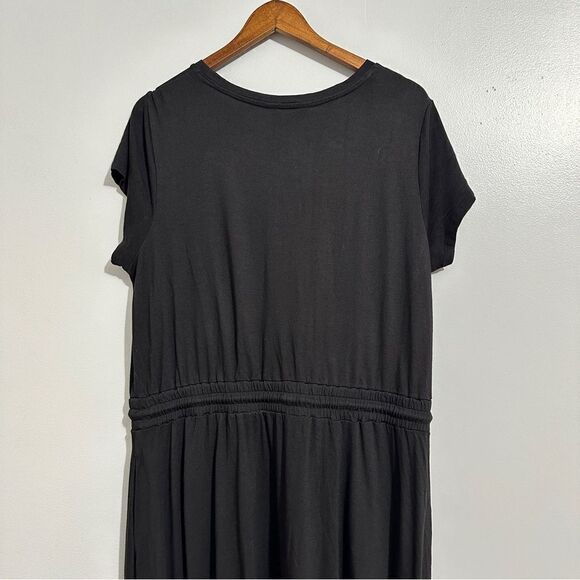 Vera Wang "Simply Vera" Sharkbite Hem Jersey Knit Dress Black Size Large XL - Picture 3 of 6